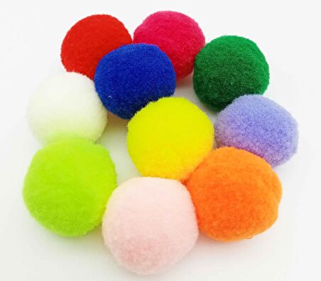 Karışık Renk 3 cm Ponpon 10lu