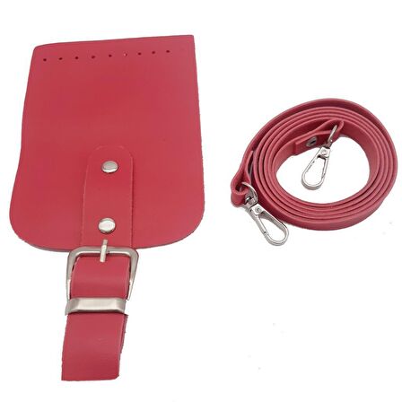 Tokalı Kapak Aparatlı Suni Deri Çanta Seti Fuşya