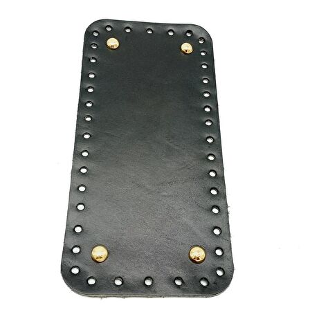 Gerçek Deri Siyah 25X12 cm Dikdörtgen Light Gold Metalli Çanta Tabanı