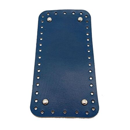 Gerçek Deri Lacivert 25X12 cm Dikdörtgen Gümüş Metalli Çanta Tabanı