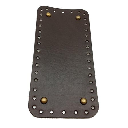 Gerçek Deri Koyu Kahve 25X12 cm Dikdörtgen Antik Metalli Çanta Tabanı