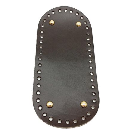 Gerçek Deri Koyu Kahve 25X12 cm Oval Light Gold Metalli Çanta Tabanı