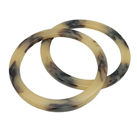 15Cm Yuvarlak Akrilik Vizon- Bej Mermer Desen Çanta Sapı