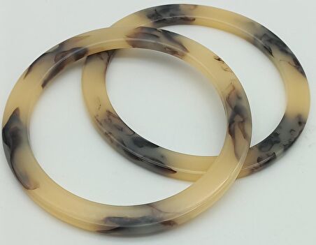 15Cm Yuvarlak Akrilik Vizon- Bej Mermer Desen Çanta Sapı