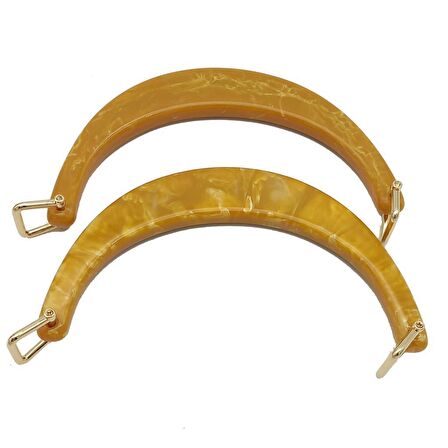 Halkalı Hardal Akrilik Mermer Desen Çanta Sapı