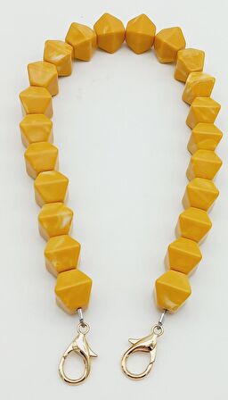 Akrilik Sekizgen Boncuklu Hardal Renk 50 Cm Çanta Sapı