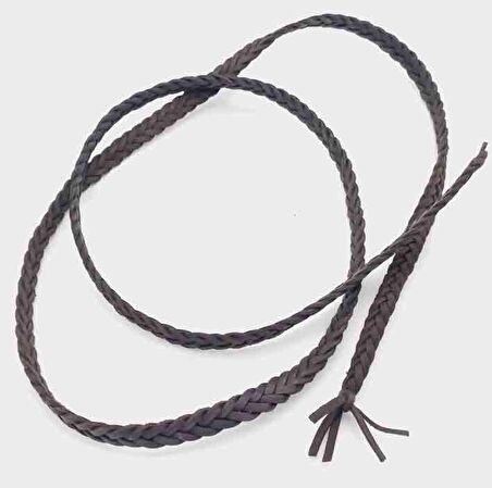 Koyu Kahve Renk Gerçek Deri 12 Mm Şerit Örgü Deri İp