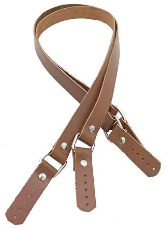 Sütlü Kahve Renk Karedört Model Gerçek Deri Çanta Sapı (Gümüş Metal)