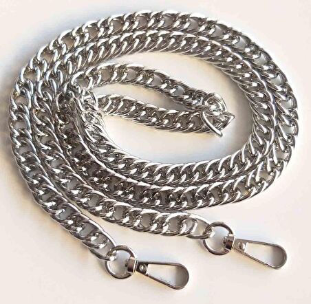 Çift Halkalı Gümüş Zincir Kancalı 1 Metre