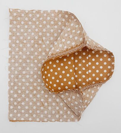 28X28 Cm Fermuarsız Dikilmiş Astar Hardal Sarı Puantiyeli