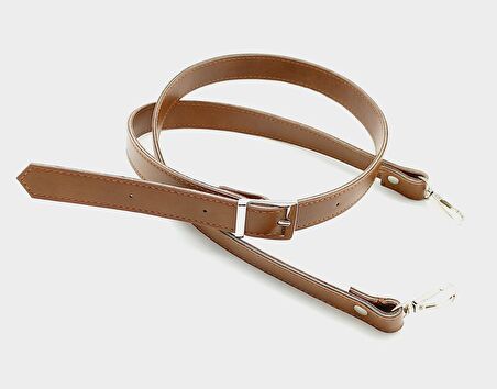 120X2 Cm Suni Deri Gümüş Tokalı Taba Renk Çanta Sapı