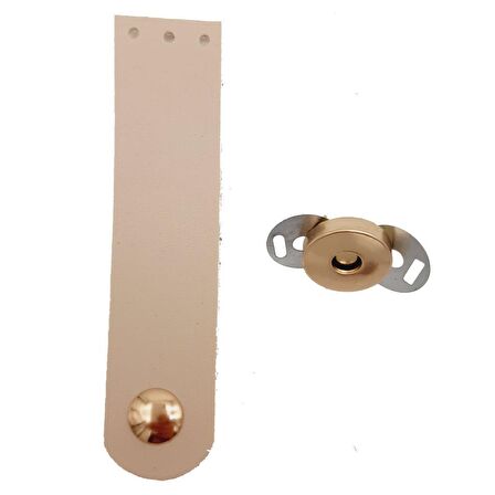 Tek Kat Suni Deri Krem Light Gold Metalli Kapak