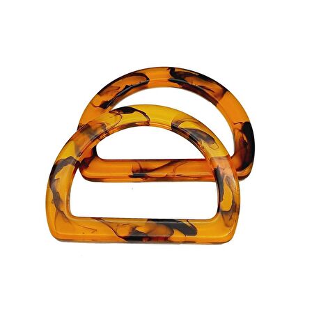 D Model Leopar Desen Kehribar Renk Akrilik Çanta Sapı