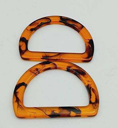 D Model Leopar Desen Kehribar Renk Akrilik Çanta Sapı