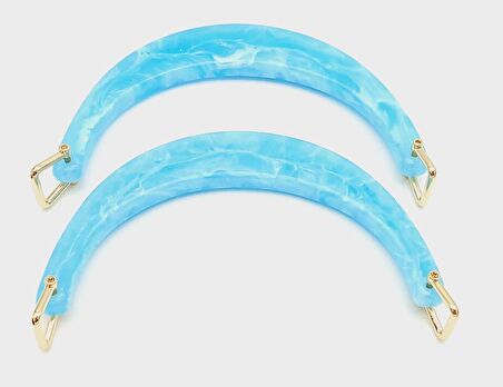 Halkalı Turkuaz Renk Mermer Desen Akrilik Çanta Sapı