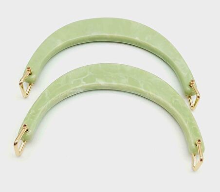 Halkalı Yeşil Renk Mermer Desen Akrilik Çanta Sapı