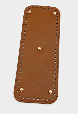 Suni Deri Taba Renk 30X12 cm Dikdörtgen Çanta Tabanı (Light Gold Aparatlı)