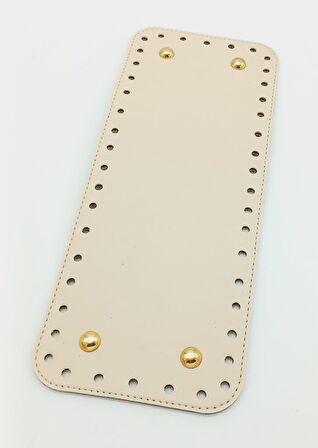 Suni Deri Krem Renk 30X12 cm Dikdörtgen Çanta Tabanı (Light Gold Aparatlı)