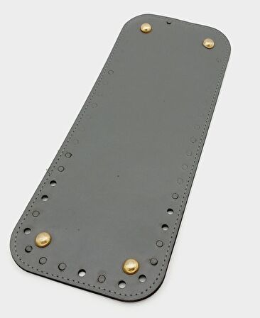Suni Deri Gri Renk 30X12 cm Dikdörtgen Çanta Tabanı (Light Gold Aparatlı)