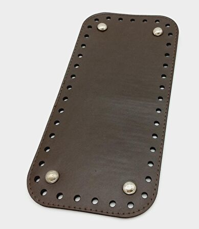 Suni Deri Kahverengi 25X12 cm Dikdörtgen Çanta Tabanı (Gümüş Aparatlı)