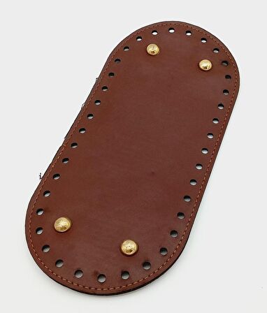 Suni Deri Bordo Renk 25X12 cm Oval Çanta Tabanı (Light Gold Aparatlı)