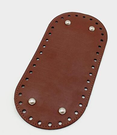 Suni Deri Bordo Renk 25X12 cm Oval Çanta Tabanı (Gümüş Aparatlı)