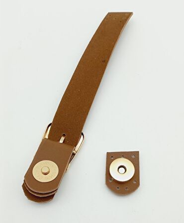 Tek Kat 18 Cm Suni Deri Kahverengi Kapak Light Gold Metal