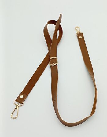 120X2 Cm Tek Kat Taba Suni Deri Light Gold Tokalı Çanta Sapı
