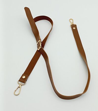 120X2 Cm Tek Kat Taba Suni Deri Light Gold Tokalı Çanta Sapı