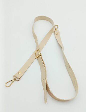 120X2 Cm Tek Kat Krem Suni Deri Light Gold Tokalı Çanta Sapı