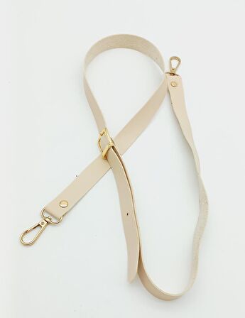 120X2 Cm Tek Kat Krem Suni Deri Light Gold Tokalı Çanta Sapı