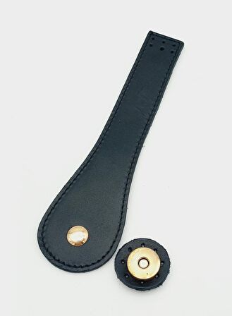 Gerçek Deri Armut Model Kapak Siyah Light Gold Metalli