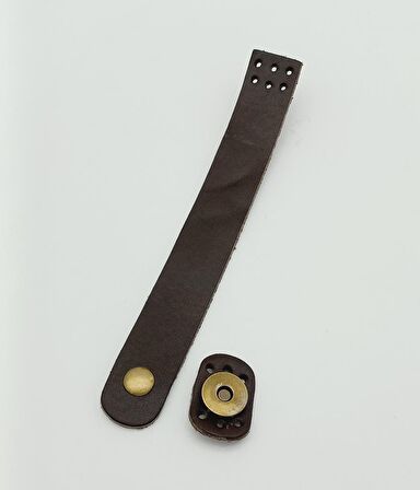 18x2,3 cm Koyu Kahverengi Gerçek Deri Düz Çanta Kapağı Antik Metalli