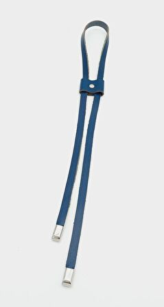 Lacivert Gerçek Deri Büzgü Gümüş Metalli