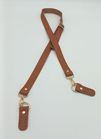 Gerçek Deri Ayarlı Uzun Sap 2.3X130 Taba Light Gold Metalli