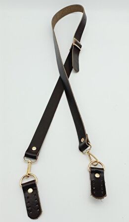 Gerçek Deri Ayarlı Uzun Sap 2.3X130 Kahverengi Light Gold Metalli