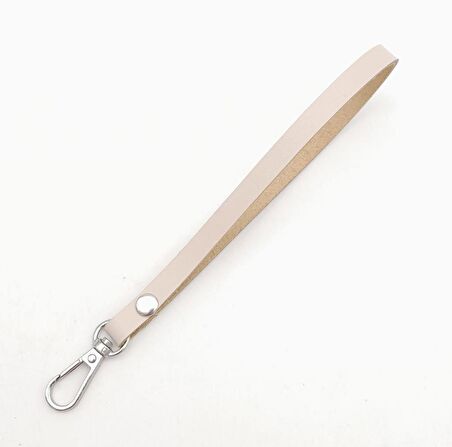 Gerçek Deri Krem Renk Elcik Gümüş Metalli