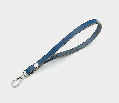 Gerçek Deri Lacivert Renk Elcik Gümüş Metalli