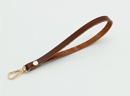 Gerçek Deri Kızıl Kahve Renk Elcik Light Gold Metalli