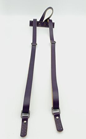 Gerçek Deri Mor Sırt Çanta Sapı Füme Metalli