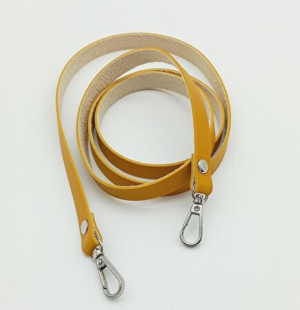 Spagetti Model Dikişsiz Çanta Sapı Hardal Renk Gümüş Metal