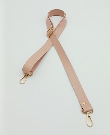 Suni Deri Ayarlı Çanta Sapı 120X2.4 Cm Pudra Light Gold Metal