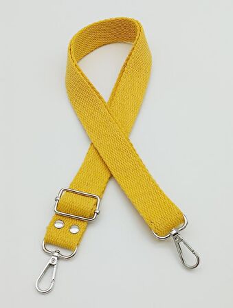 Pamuklu Kolon 120X3 Cm Sarı Gümüş Metalli