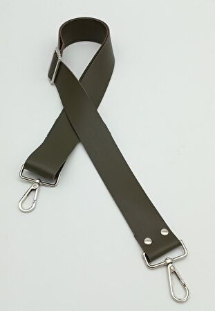 Suni Deri Haki 120X4 Cm Çanta Sapı Kalsap Gümüş Metalli