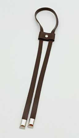 Kahverengi Tek Kat Suni Deri Büzgü Gümüş Metalli