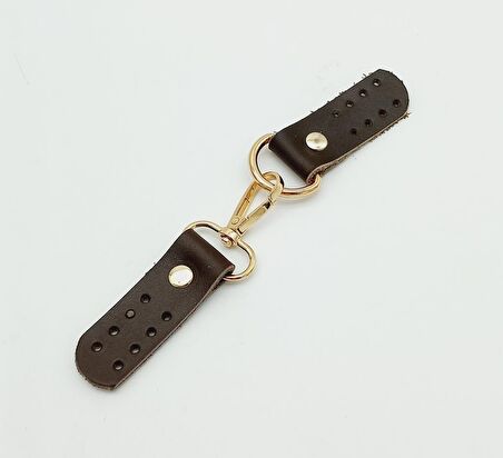 Gerçek Deri Kancalı Böce (Kilit) Kahverengi Light Gold Metalli