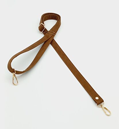 Süet Nubuk Taba 140X2 Cm Çanta Sapı Sürgütlü Light Gold Metal