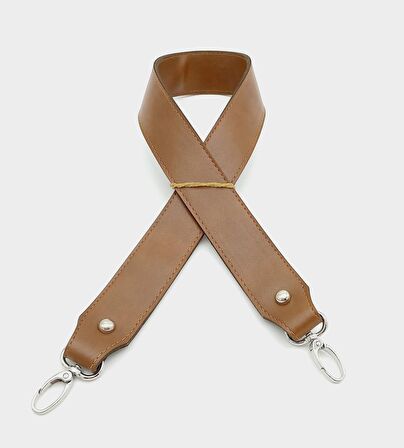 Suni Deri Kalın Sap 70X3,3 Cm Taba Gümüş Metalli