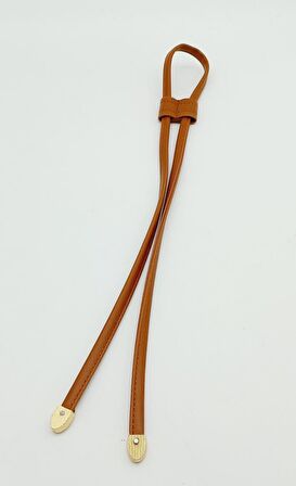 Açık Taba Suni Deri Dikişli Büzgü Light Gold Metalli