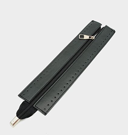 Siyah Renk 28 Cm Derili Fermuar Gümüş Metalli